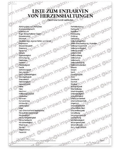 F04) Diagnostik: Liste zum Entlarven von Herzenshaltungen