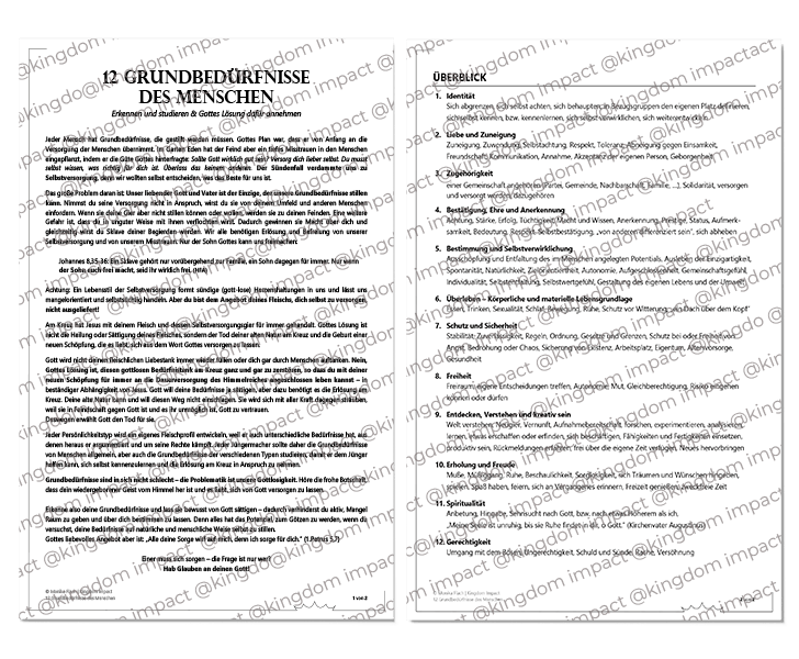 A08a) Grundbedürfnisse des Menschen – Einleitung und Überblick