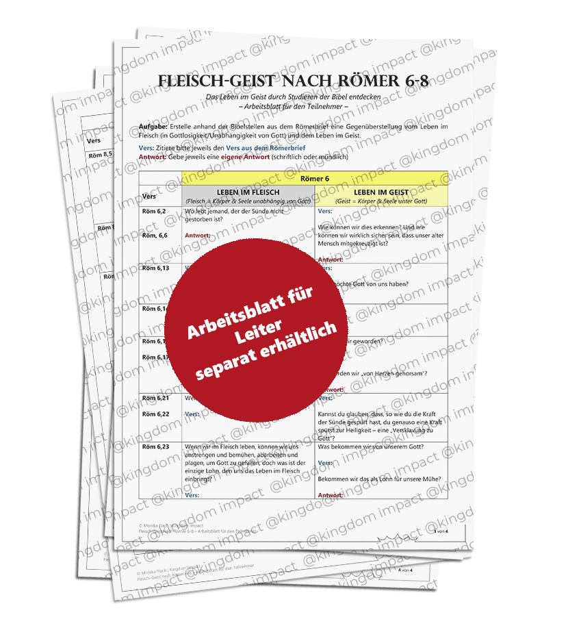 D05) Fleisch-Geist: Römer 6-8 (Blanko – Arbeitsblatt für den Jünger)