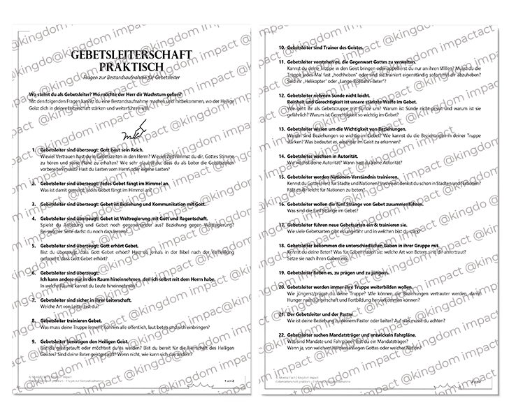 Gebetsleiterschaft praktisch – Fragen zur Bestandsaufnahme