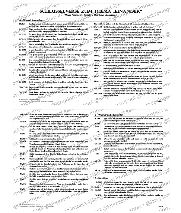 Einander-Bibelstellen – Gemeinschaft fördern