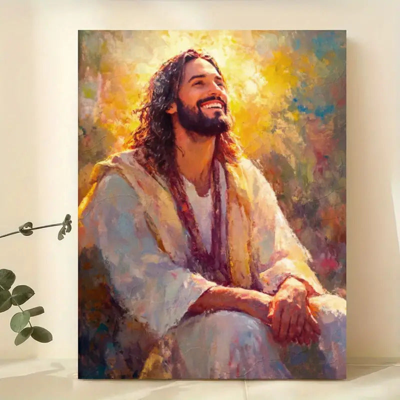 Lachender Jesus sitzend