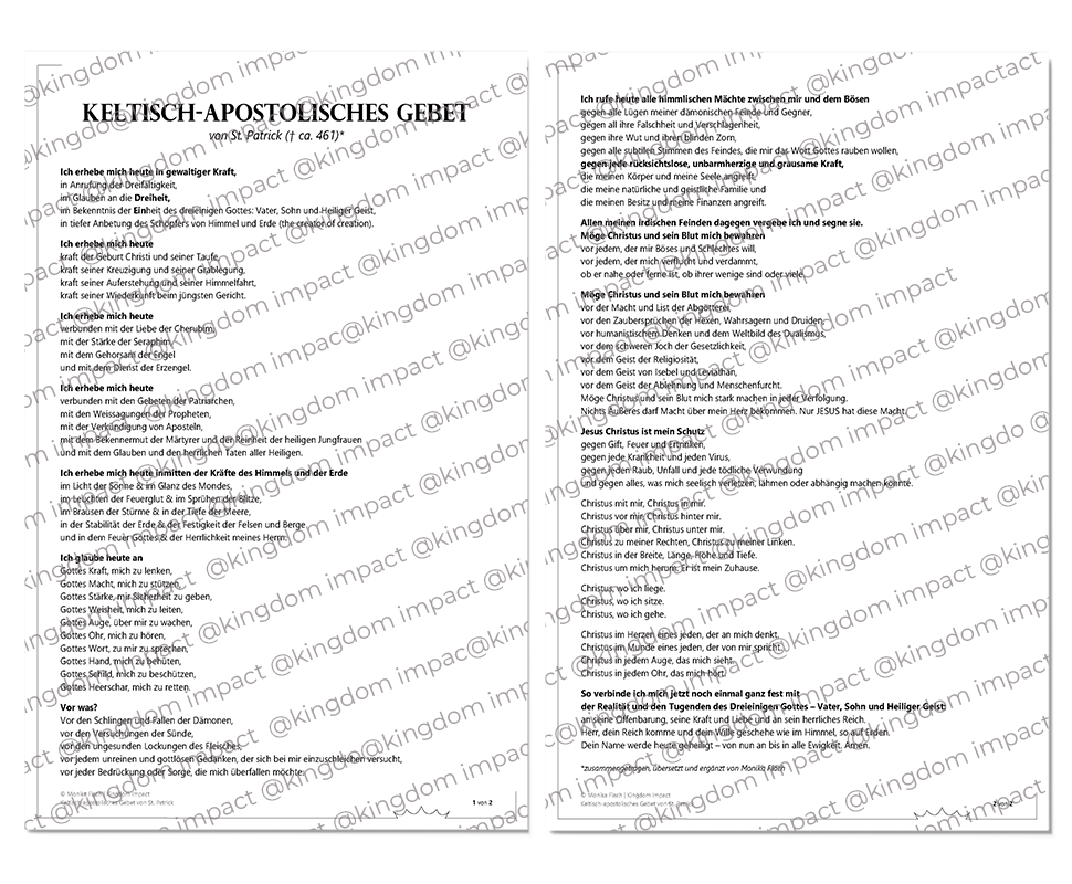 St. Patricks Brustpanzer – Keltisch-apostolisches Gebet