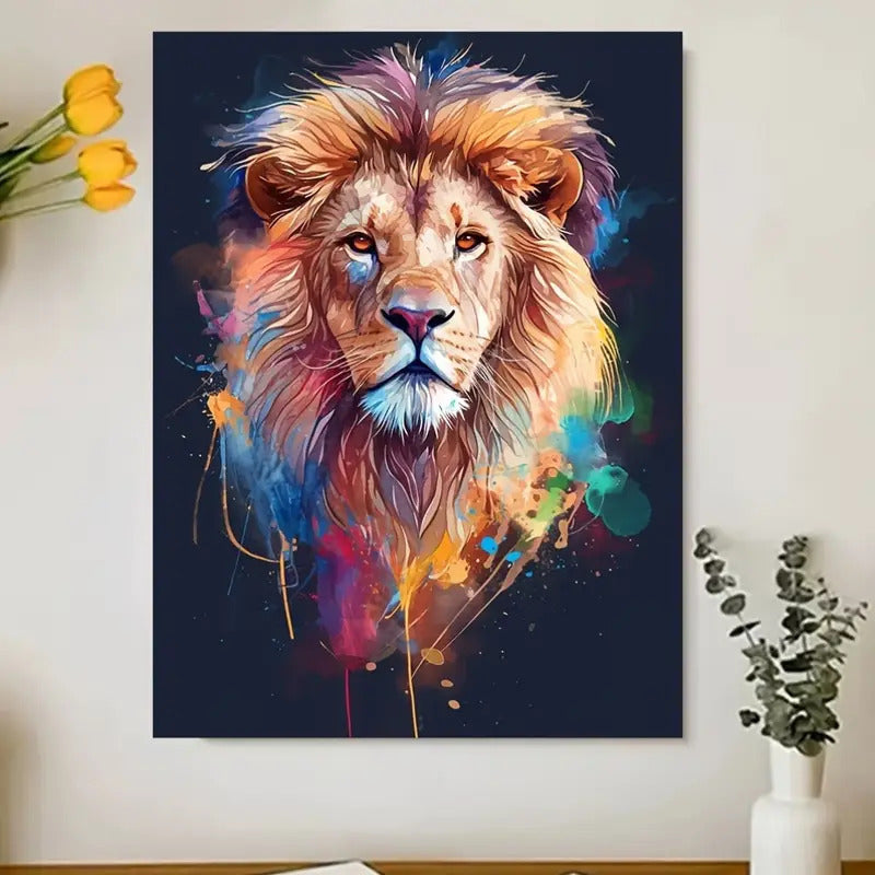 Löwe - abstrakt expressionistisch gemalt