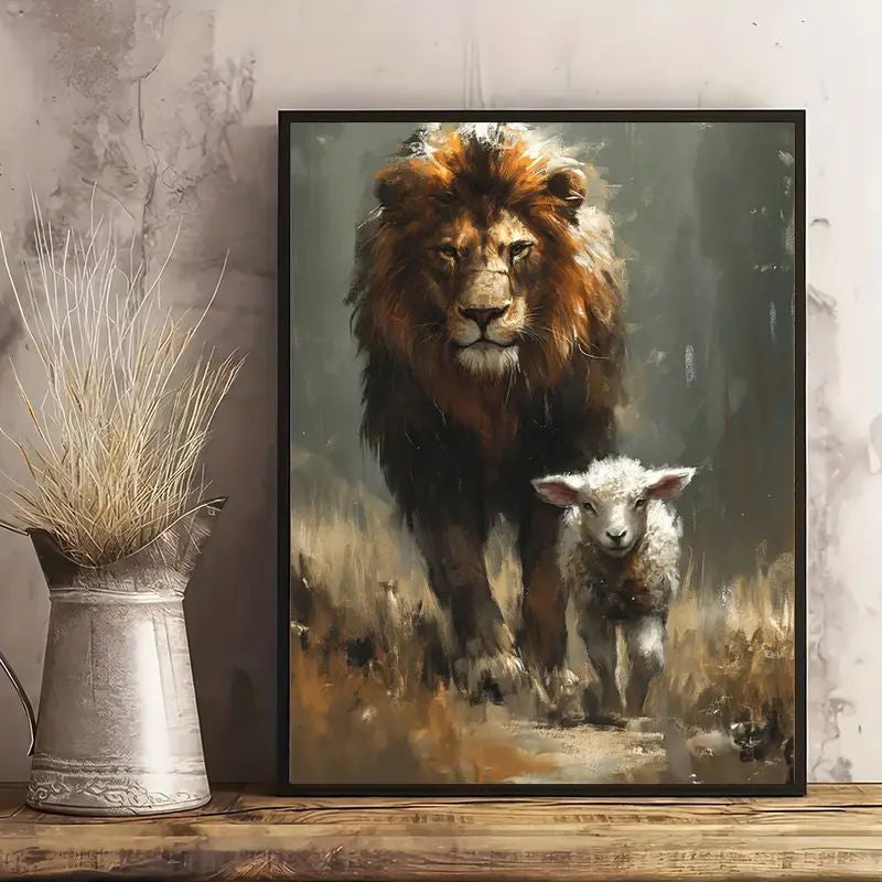 Löwe und Lamm zusammen laufend