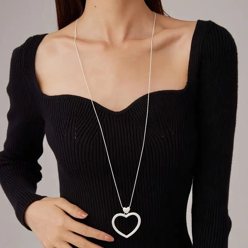 Herzanhänger - elegante Halskette lang