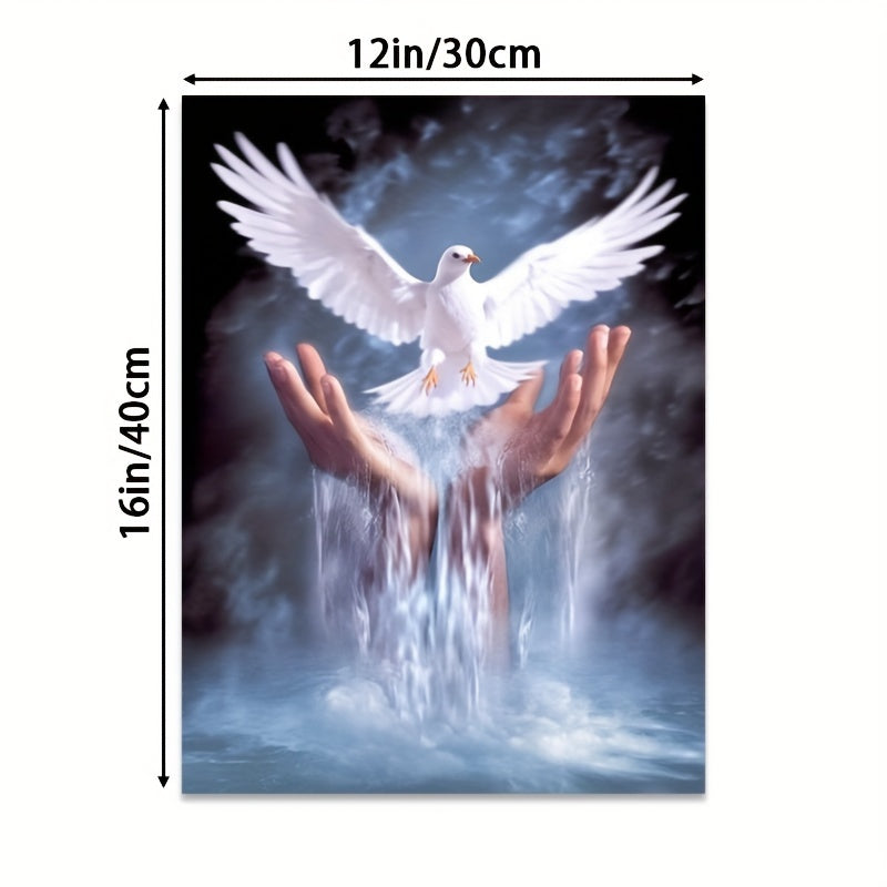 Taube über Wasserfall