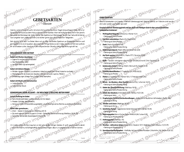 Gebetsarten – Übersicht