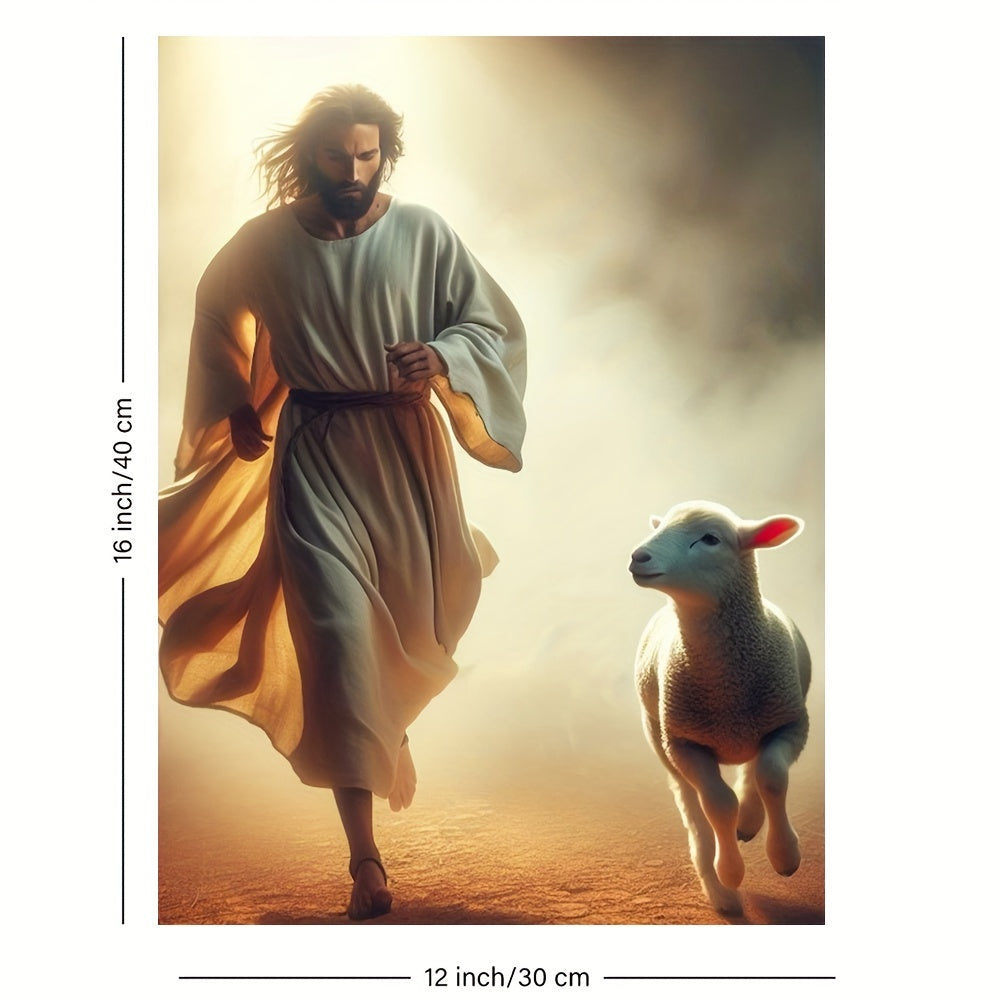 Jesus rennt mit Lamm