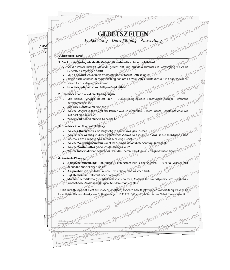 Gebetszeiten – Vorbereitung, Durchführung, Auswertung