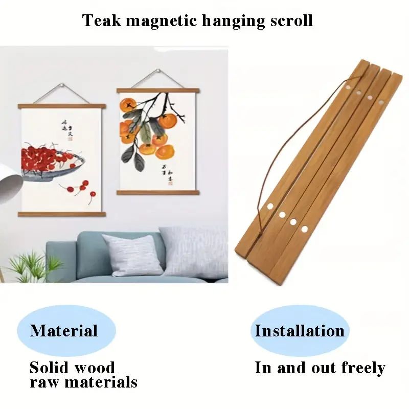 Bildhalterung mit Aufhängestange 30 cm Teakholz