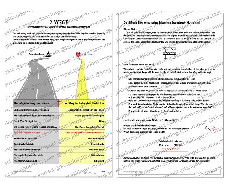 B10d) 2 Wege – religiöser Weg des Eiferns vs. Weg der liebenden Nachfolge