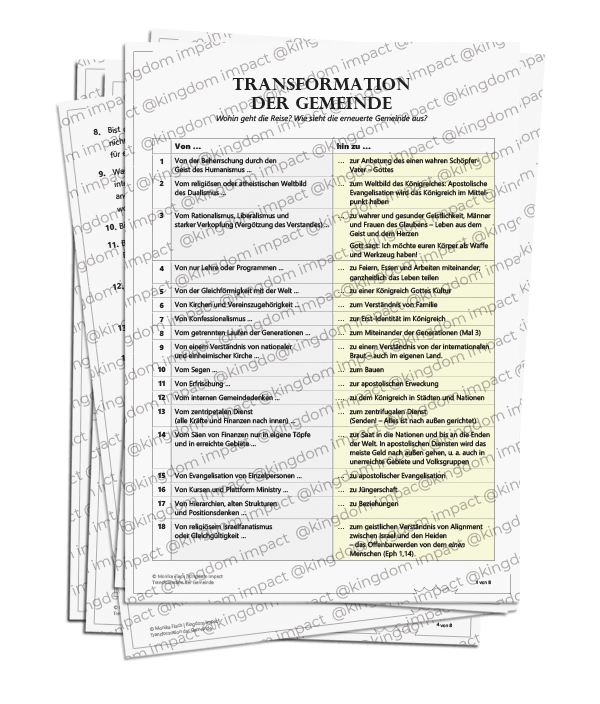 Transformation der Gemeinde – Wohin geht die Reise? (Kurzform + Prophetie)