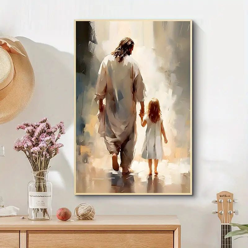 Jesus mit Mädchen an der Hand