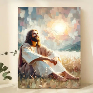 Sitzender Jesus lächelnd