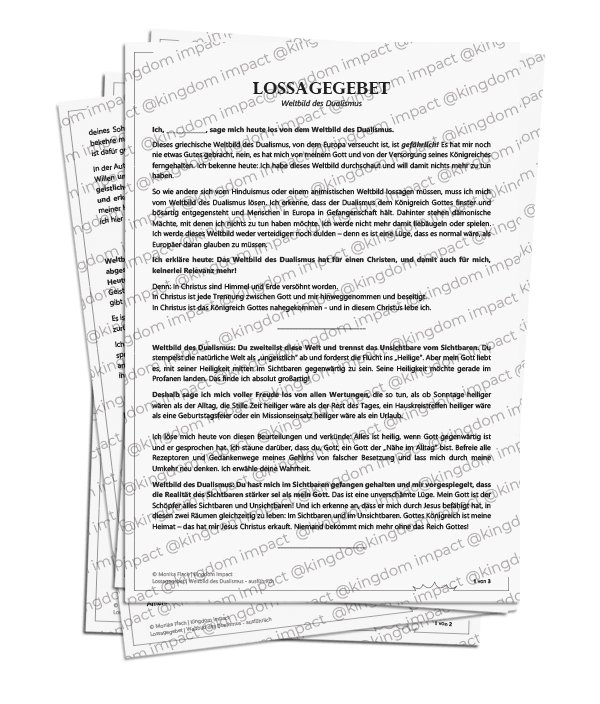 Lossagegebete Dualismus, Humanismus